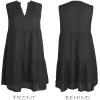 imageCUPSHE Womens Ruffle Beach Mini Dress Split V Neck A Line Sleeveless Geometric Stripe Tropical Leaf Pattern Summer DressesBlack