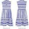 imageCUPSHE Womens Ruffle Beach Mini Dress Split V Neck A Line Sleeveless Geometric Stripe Tropical Leaf Pattern Summer DressesBlue Geometric
