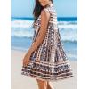 imageCUPSHE Womens Ruffle Beach Mini Dress Split V Neck A Line Sleeveless Geometric Stripe Tropical Leaf Pattern Summer DressesBrown Blue Geo