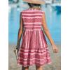 imageCUPSHE Womens Ruffle Beach Mini Dress Split V Neck A Line Sleeveless Geometric Stripe Tropical Leaf Pattern Summer DressesDeep Pink Geometric