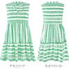 imageCUPSHE Womens Ruffle Beach Mini Dress Split V Neck A Line Sleeveless Geometric Stripe Tropical Leaf Pattern Summer DressesGreen Geometric