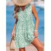 imageCUPSHE Womens Ruffle Beach Mini Dress Split V Neck A Line Sleeveless Geometric Stripe Tropical Leaf Pattern Summer DressesGreen Patterned