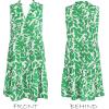 imageCUPSHE Womens Ruffle Beach Mini Dress Split V Neck A Line Sleeveless Geometric Stripe Tropical Leaf Pattern Summer DressesGreen Tropics