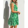 imageCUPSHE Womens Ruffle Beach Mini Dress Split V Neck A Line Sleeveless Geometric Stripe Tropical Leaf Pattern Summer DressesGreen Tropics