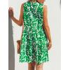 imageCUPSHE Womens Ruffle Beach Mini Dress Split V Neck A Line Sleeveless Geometric Stripe Tropical Leaf Pattern Summer DressesGreen Tropics