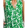 imageCUPSHE Womens Ruffle Beach Mini Dress Split V Neck A Line Sleeveless Geometric Stripe Tropical Leaf Pattern Summer DressesGreen Tropics