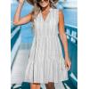 imageCUPSHE Womens Ruffle Beach Mini Dress Split V Neck A Line Sleeveless Geometric Stripe Tropical Leaf Pattern Summer DressesGrey Striped