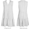 imageCUPSHE Womens Ruffle Beach Mini Dress Split V Neck A Line Sleeveless Geometric Stripe Tropical Leaf Pattern Summer DressesGrey Striped