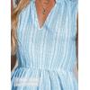 imageCUPSHE Womens Ruffle Beach Mini Dress Split V Neck A Line Sleeveless Geometric Stripe Tropical Leaf Pattern Summer DressesLight Blue Striped