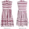 imageCUPSHE Womens Ruffle Beach Mini Dress Split V Neck A Line Sleeveless Geometric Stripe Tropical Leaf Pattern Summer DressesRed Geometric