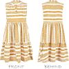 imageCUPSHE Womens Ruffle Beach Mini Dress Split V Neck A Line Sleeveless Geometric Stripe Tropical Leaf Pattern Summer DressesYellow Geometric