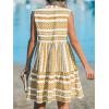 imageCUPSHE Womens Ruffle Beach Mini Dress Split V Neck A Line Sleeveless Geometric Stripe Tropical Leaf Pattern Summer DressesYellow Geometric