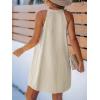 imageCUPSHE Womens Striped Summer Mini Dress A Line Button V Neck Sleeveless Casual DressesBeige