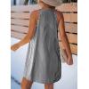 imageCUPSHE Womens Striped Summer Mini Dress A Line Button V Neck Sleeveless Casual DressesBlack