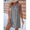 imageCUPSHE Womens Striped Summer Mini Dress A Line Button V Neck Sleeveless Casual DressesBlack