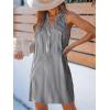 imageCUPSHE Womens Striped Summer Mini Dress A Line Button V Neck Sleeveless Casual DressesBlack
