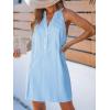 imageCUPSHE Womens Striped Summer Mini Dress A Line Button V Neck Sleeveless Casual DressesBlue