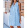 imageCUPSHE Womens Striped Summer Mini Dress A Line Button V Neck Sleeveless Casual DressesBlue