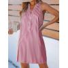 imageCUPSHE Womens Striped Summer Mini Dress A Line Button V Neck Sleeveless Casual DressesRed