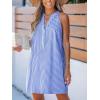 imageCUPSHE Womens Striped Summer Mini Dress A Line Button V Neck Sleeveless Casual DressesRoyal Blue