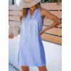 imageCUPSHE Womens Striped Summer Mini Dress A Line Button V Neck Sleeveless Casual DressesRoyal Blue