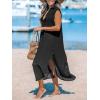 imageCUPSHE Womens Swimsuit Coverup Casual Sleeveless Side Split Long Cardigans V Neck Midi Beach DressBlack