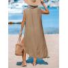 imageCUPSHE Womens Swimsuit Coverup Casual Sleeveless Side Split Long Cardigans V Neck Midi Beach DressBrown