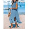 imageCUPSHE Womens Swimsuit Coverup Casual Sleeveless Side Split Long Cardigans V Neck Midi Beach DressGrey Blue