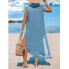 imageCUPSHE Womens Swimsuit Coverup Casual Sleeveless Side Split Long Cardigans V Neck Midi Beach DressGrey Blue