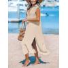 imageCUPSHE Womens Swimsuit Coverup Casual Sleeveless Side Split Long Cardigans V Neck Midi Beach DressKhaki