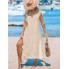 imageCUPSHE Womens Swimsuit Coverup Casual Sleeveless Side Split Long Cardigans V Neck Midi Beach DressKhaki