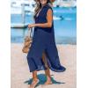 imageCUPSHE Womens Swimsuit Coverup Casual Sleeveless Side Split Long Cardigans V Neck Midi Beach DressNavy
