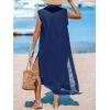 imageCUPSHE Womens Swimsuit Coverup Casual Sleeveless Side Split Long Cardigans V Neck Midi Beach DressNavy