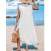 imageCUPSHE Womens Swimsuit Coverup Casual Sleeveless Side Split Long Cardigans V Neck Midi Beach DressWhite