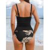 imageCUPSHE Womens Tankini Sets Two Piece Bathing Suits Tummy Control Square Neck Adjustable Straps Ruched RibbedBlackTropical