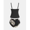 imageCUPSHE Womens Tankini Sets Two Piece Bathing Suits Tummy Control Square Neck Adjustable Straps Ruched RibbedBlackTropical