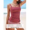 imageCUPSHE Womens Tankini Sets Two Piece Bathing Suits Tummy Control Square Neck Adjustable Straps Ruched RibbedBrick RedFloral