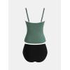 imageCUPSHE Womens Tankini Sets Two Piece Bathing Suits Tummy Control Square Neck Adjustable Straps Ruched RibbedForest GreenBlack