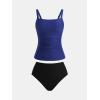 imageCUPSHE Womens Tankini Sets Two Piece Bathing Suits Tummy Control Square Neck Adjustable Straps Ruched RibbedNavy BlueBlack