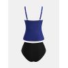 imageCUPSHE Womens Tankini Sets Two Piece Bathing Suits Tummy Control Square Neck Adjustable Straps Ruched RibbedNavy BlueBlack