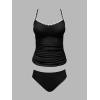 imageCUPSHE Womens Tankini Sets Two Piece Swimsuit Scoop Neck Mid Rise Adjustable Straps Shell Stitched XS4XLBlack