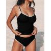 imageCUPSHE Womens Tankini Sets Two Piece Swimsuit Scoop Neck Mid Rise Adjustable Straps Shell Stitched XS4XLBlack