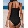imageCUPSHE Womens Tankini Sets Two Piece Swimsuit Scoop Neck Mid Rise Adjustable Straps Shell Stitched XS4XLBlack