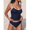 imageCUPSHE Womens Tankini Sets Two Piece Swimsuit Scoop Neck Mid Rise Adjustable Straps Shell Stitched XS4XLDark Blue