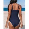 imageCUPSHE Womens Tankini Sets Two Piece Swimsuit Scoop Neck Mid Rise Adjustable Straps Shell Stitched XS4XLDark Blue