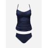 imageCUPSHE Womens Tankini Sets Two Piece Swimsuit Scoop Neck Mid Rise Adjustable Straps Shell Stitched XS4XLDark Blue