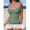 imageCUPSHE Womens Tankini Sets Two Piece Swimsuit Scoop Neck Mid Rise Adjustable Straps Shell Stitched XS4XLEucalyptus Green
