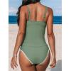 imageCUPSHE Womens Tankini Sets Two Piece Swimsuit Scoop Neck Mid Rise Adjustable Straps Shell Stitched XS4XLEucalyptus Green