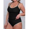 imageCUPSHE Womens Tankini Sets Two Piece Swimsuit Scoop Neck Mid Rise Adjustable Straps Shell Stitched XS4XLPblack