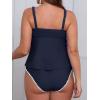 imageCUPSHE Womens Tankini Sets Two Piece Swimsuit Scoop Neck Mid Rise Adjustable Straps Shell Stitched XS4XLPdark Blue